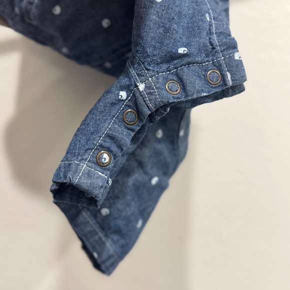 Carhartt‎ Baby Girl's Chambray Logo Shortall 12M Denim Overalls - Picture 6 of 8